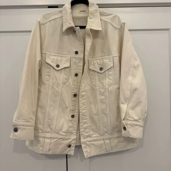 KHAITE Ivory Grizzo Oversized Denim Jacket, S - Picture 4 of 7